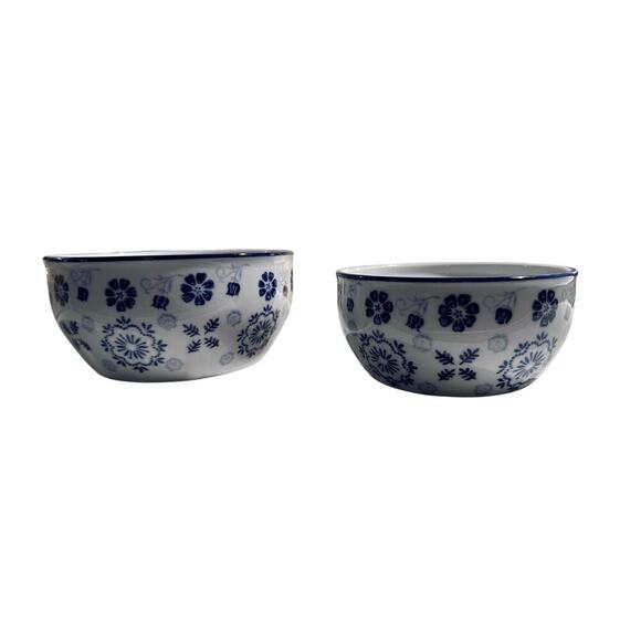 Yokohama Studio Blue White Floral Hand Painted Bowl Set of 2 - Picture 9 of 9